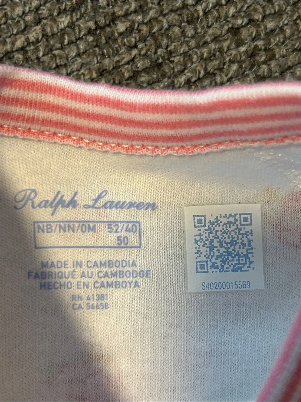 Polo by Ralph Lauren White Footed One-Piece with Pink Bear 50%OF SEND OFFER